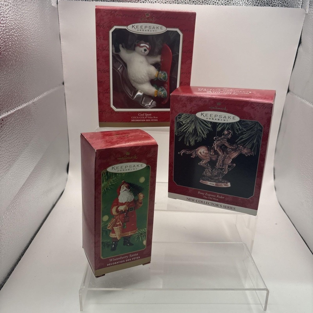 Hallmark Keepsake Ornaments~Lot of 3~Coca Cola Polar Bear/Winterberry Santa/Pony